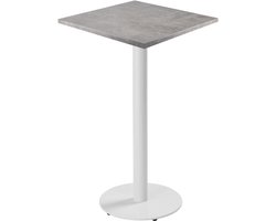 Oviala - Tafel hoog vierkant 60 cm wit onderstel en betonnen bekleding
