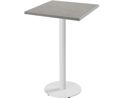 Oviala - Tafel hoog vierkant 60 cm wit onderstel en betonnen bekleding - Rivoli