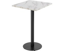 Oviala - Tafel hoog vierkant 60 cm zwarte poot en wit marmeren bekleding