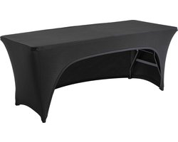 Oviala - Tafelkleed met opening voor inklapbare tafel van 180 cm, zwart - STRETCH