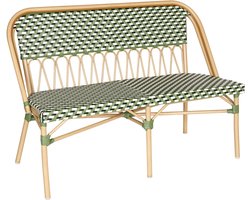 Oviala - Tuinbank in Parijse stijl van aluminium en groen synthetisch rotan - Batignolles