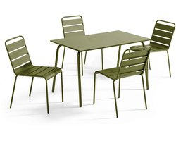 Oviala - tuinset met tafel en 4 kaki Groen stoelen - Palavas