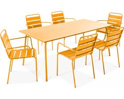 Oviala - Tuinset met tafel en 6 gele fauteuils - Palavas