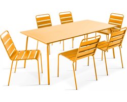 Oviala - Tuinset met tafel en 6 gele stoelen - Palavas