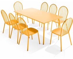 Oviala - Tuinset met tafel en 8 bistrostoelen in geel staal - Palavas
