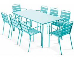 Oviala - Tuinset met tafel en 8 fauteuils in turquoise - Palavas