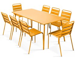Oviala - Tuinset met tafel en 8 gele stoelen - Palavas