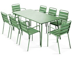 Oviala - Tuinset met tafel en 8 groene cactus stoelen - Palavas