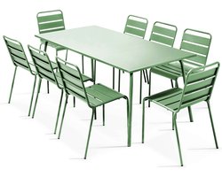Oviala - Tuinset met tafel en 8 groene cactus stoelen - Palavas