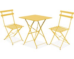 Oviala - Tuintafel en 2 gele stalen stoelen - Rome