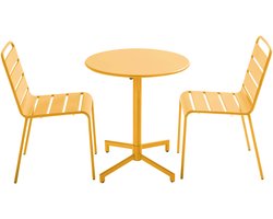 Oviala - Tuintafel en 2 stoelenset in geel metaal - Palavas