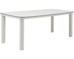 Oviala - Tuintafel met aluminium frame voor 8 personen 213x90 cm Beige - Nocera