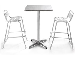 Oviala - Tuintafel met staande eettafel en 2 grijze stoelen - Brixton