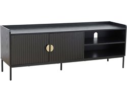 Oviala - TV-meubel in staal en MDF met melamine decor 150 cm zwart - Dakota