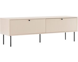 Oviala - TV-meubel met 2 deuren in staal en MDF-melaminedecor 150 cm beige - Romeo