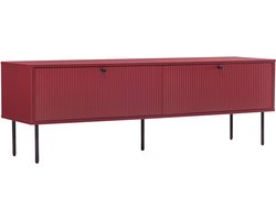 Oviala - Tv-meubel met 2 deuren van staal en MDF, 150 cm, bordeauxrood - Romeo