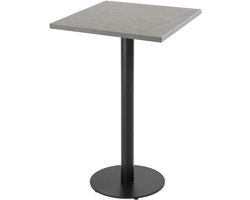 Oviala - Vierkante hoge tafel met zwart onderstel en grijze betonnen bekleding