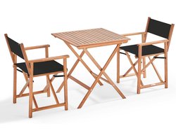 Oviala - Vierkante inklapbare bistrotafel en 2 inklapbare zwarte stoelen - Sete