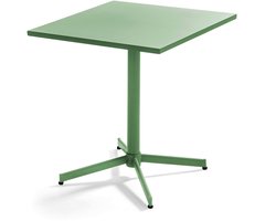 Oviala - Vierkante kantelbare bistro tuinsettafel in cactusgroen staal - Palavas
