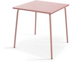 Oviala - Vierkante tuin tafel van klei metaal roze 70cm - Palavas