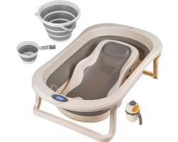 OVIRA - Babybadje - Peuterbadje - Opvouwbaar - Inc. baby bad set kussen - 79CM lang - Creme wit - Digitale thermometer babybad - 0 tot 3 jaar - Baby cadeau