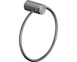 Owen & Finch Messing Handdoekring – Geborsteld Grafiet | Brushed Graphite – Luxe Diamant Karteling – PVD Coating