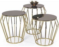 OWEN Metal Bijzettafel Set Van 3 - Goud