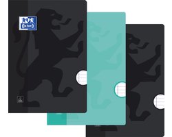 Oxford schriften - A4 - lijn - 36 vel - zwart/turquoise - 3 stuks
