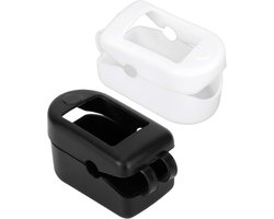 Oximeter Silicone Cover - 2Pcs Portable Fingertip Pulse Monitor Protector - Oximeter Storage Bag voor Travel en Home (Black+White)