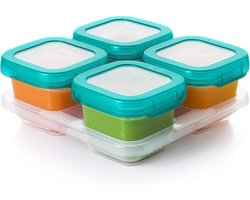 OXO tot Babyvoeding Diepvriesbakjes - Bewaarbakjes met deksel -4x180 ml- Teal