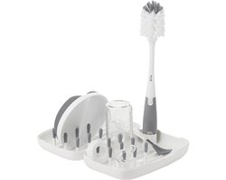 OXO tot Flessen droogrek baby & flessen borstel reis set - Flessenborstel baby - Flessenreiniger - Afdruiprek - Grey