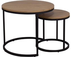 OxyFlowzy® - 2-in-1 Ronde Salontafel - Bijzettafel - Koffietafel - Thee Tafel - Tafel Set - Woonkamer Accessoires - Interieur - 2 Stuks - Lichtbruin