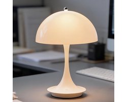 OYLCDI Draadloze tafellamp met touch dimbare LED accu - Paddenstoel tafellamp USB oplaadbaar - Bureaulamp acryl lampscherm - Nachttafellamp leeslamp 3000K-6000K - Voor slaapkamer restaurant bar wit