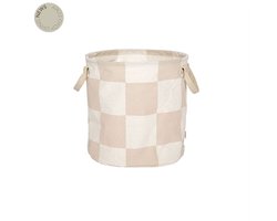 OYOY Chess wasmand/Laundry basket met blokken M - Clay/Off White