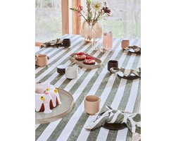 OYOY Living Striped Tablecloth Choko (Donkerbruin)