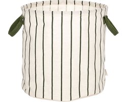 OYOY Raita wasmand/Laundry basket met strepen M - Green/Off White