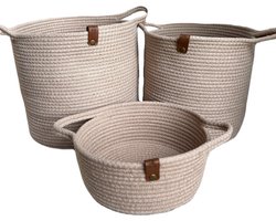 OZ Home - 3-delige Mandenset - Beige - Duurzaam & Stijlvol - Voor Opslag en Decoratie
