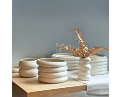 OZ HOME BAVARY Chubby Serviesset 27-Delig - Porselein - Wit-Taupe - 6-Persoons - Vaatwasser & Magnetronbestendig - Duo-Kleur