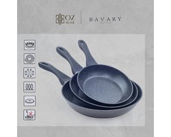 OZ HOME Bavary Koekenpannenset 3-delig – 20/24/28 cm – Antiaanbak – Inductiegeschikt – PFOA vrij