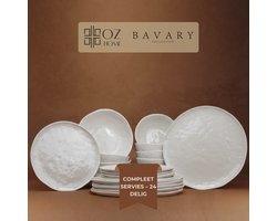 OZ Home Bavary Moon 24-delig Wit Porselein Servies - Maan geïnspireerd design - Serviesset - 6 personen