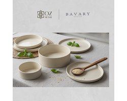 OZ Home Bavary Serviesset 25-delig - Beige Steengoed Keramiek - 6 Persoons - Vaatwasser&Magnetronbestendig - Luxe Granietlook