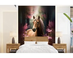 Paard - Bloemen - Roze - Natuur - Bos