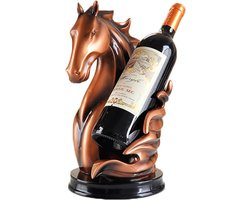 Paard Flessenhouder wijnsculptuur, decoratief flessenrek, flessenrek, standbeeld, flessenrek, tafeldecoratie (koper)