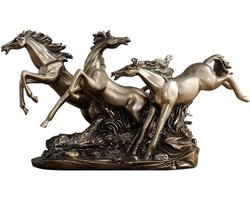 Paard Standbeeld Ornament - Bronzen Paard Kunst - Home Decoraties - Koud Gegoten Koper - 34cm - Koperkleurig