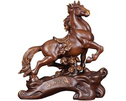 Paardenbeeld Decoratie - Feng Shui Beeld - Kantoor Decoratie - Symbool Kracht Vrijheid - Large Formaat - Bruin