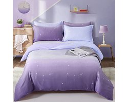 Paarse dekbedovertrekset met lavendelkleurverloop en ritssluiting voor eenpersoonsbed 135 x 200 cm