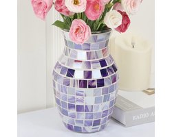 Paarse glazen vaasbloemen - Decoratieve vazen ​​in boho-design voor tafeldecoratie, moderne vazen ​​als decoratie voor slaapkamer, kantoor, woonkamer, vensterbank en salontafel