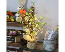 Paasboom met LED-licht - 45 cm paasei decoratie voor tafels en woningen