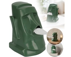 Paaseiland Stenen Beeld Tissue Box Houder met Koptelefoon Houder - Geschikt voor Woonkamer Slaapkamer en Andere Desktop Opbergdozen