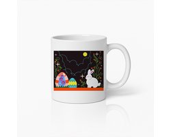Paashaas en Eieren Mok – Kleurrijke Lente Nacht Koffiebeker voor Feestvreugde & Cadeaus